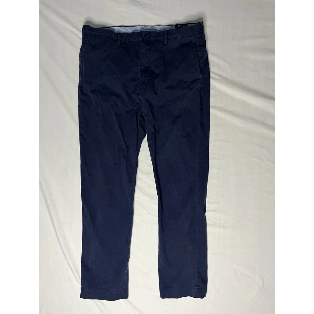 Polo Ralph Lauren Stretch Straight Fot Chino Pants Men's 36x32 Blue Flat Front